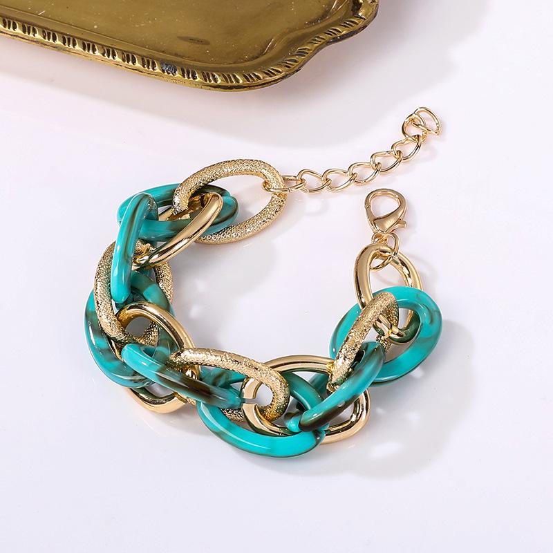 Accessories, Acrylic Leopard Geometric Colored Aluminum Chain Bracelet, Hip Hop Rough Jewelry For Women