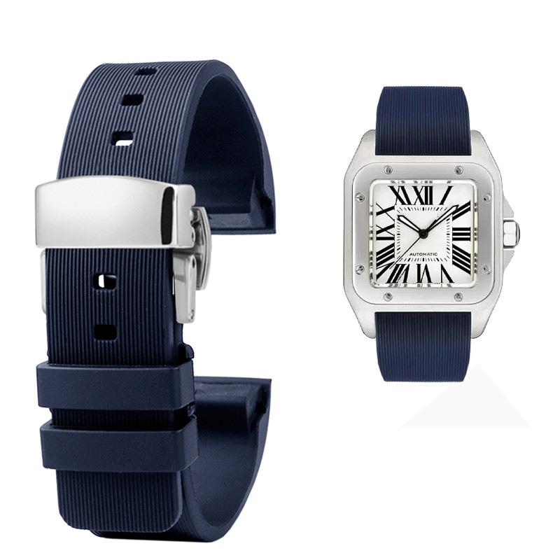 

Класичний 20 23 мм ремінець для годинника Cartier Santos Sandoz Santos 100 Series Силіконовий ремінець для годинника Гумовий для чоловіків і жінок Аксесуари для годинників 23mm