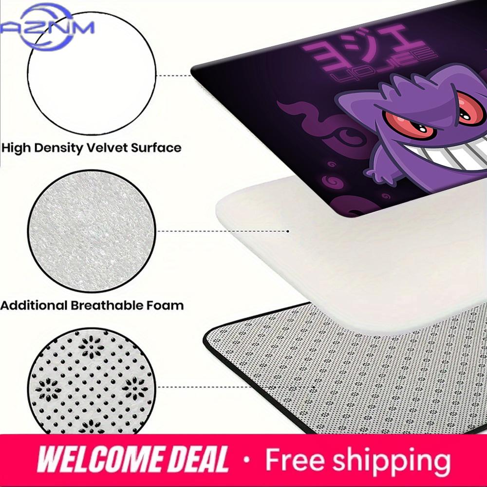Anime Pokemon Gengar Purple Neon Style Print Non-slip Doormat, Soft Absorbent Floor Rug for Bathroom Bedroom Entrance, Home Deco