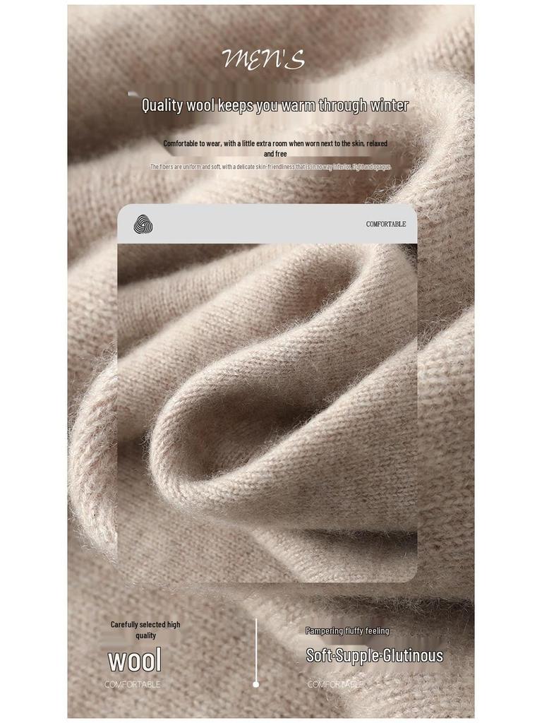 Herren Kapuzen-Reißverschluss-Strickjacke aus reiner Wolle - Dicker Strickpullover-Mantel für Freizeit oder Business