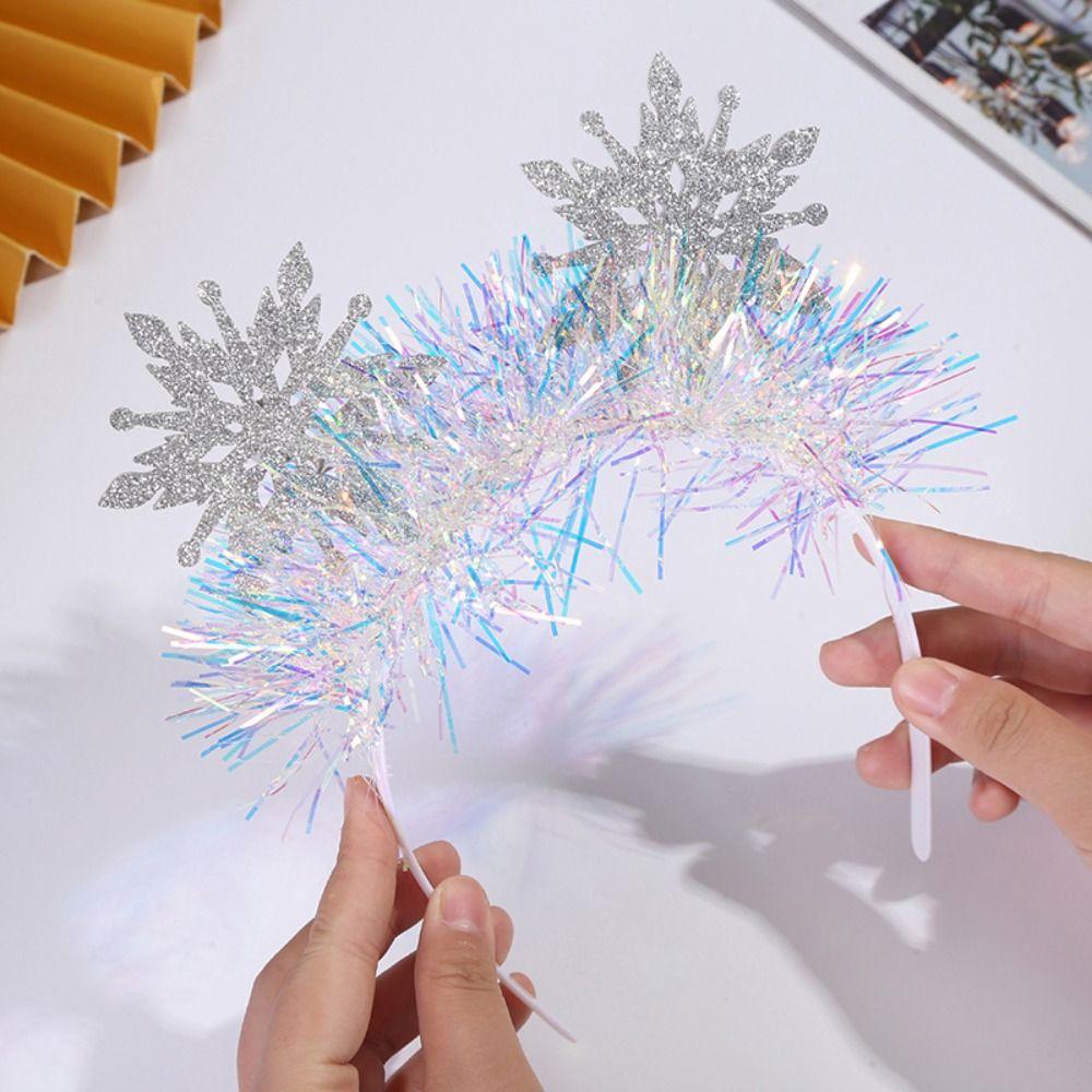 Wear-resistant Christmas Snowflake Headbands Color Ribbon Cosplay Headbands Holiday Decor