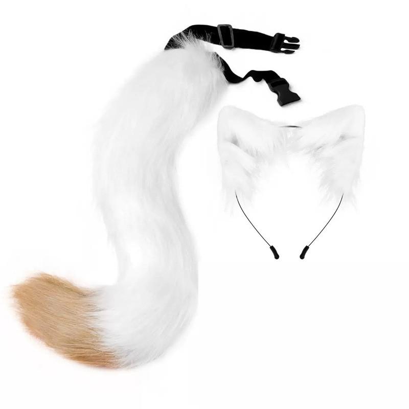Furry Animal Ear Headband Tail Set Cosplay Costume Accessory Anime Convention Party Adult