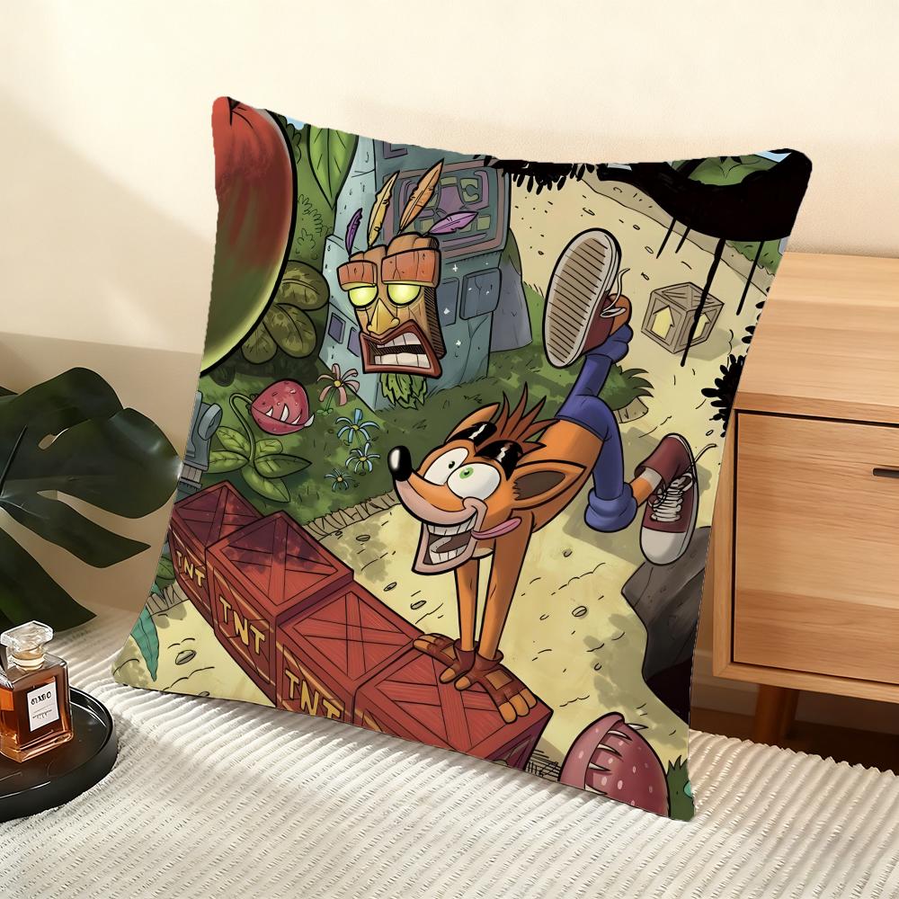 Crash Bandicoot Cushion Cover Soft Short Plush Pillow Cover Smooth Cozy Texture Aesthetic Cushion Case Home Decor
