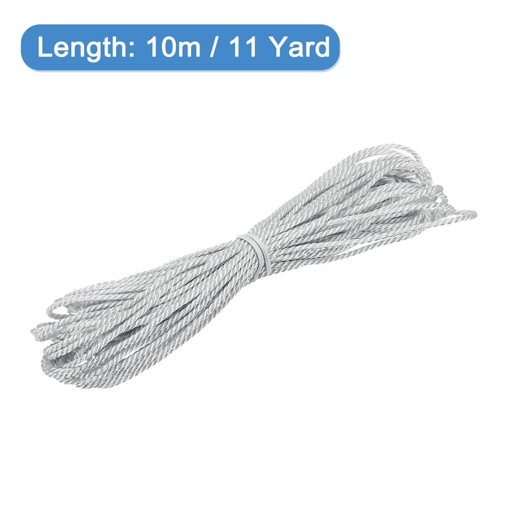 Uxcell Kroucená šňůra 11 yardů 1 mm 3pramenná provázek Pletená šňůra Lesklá nit Šňůrka pro řemesla Dárková taška Závěs Vánoční dekorace