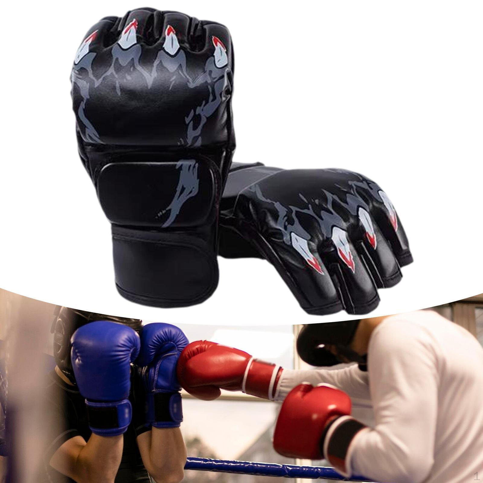 

Боксерские перчатки с полупальцами, легкие, портативные, эргономичные, боксерские перчатки для тренировок чёрный