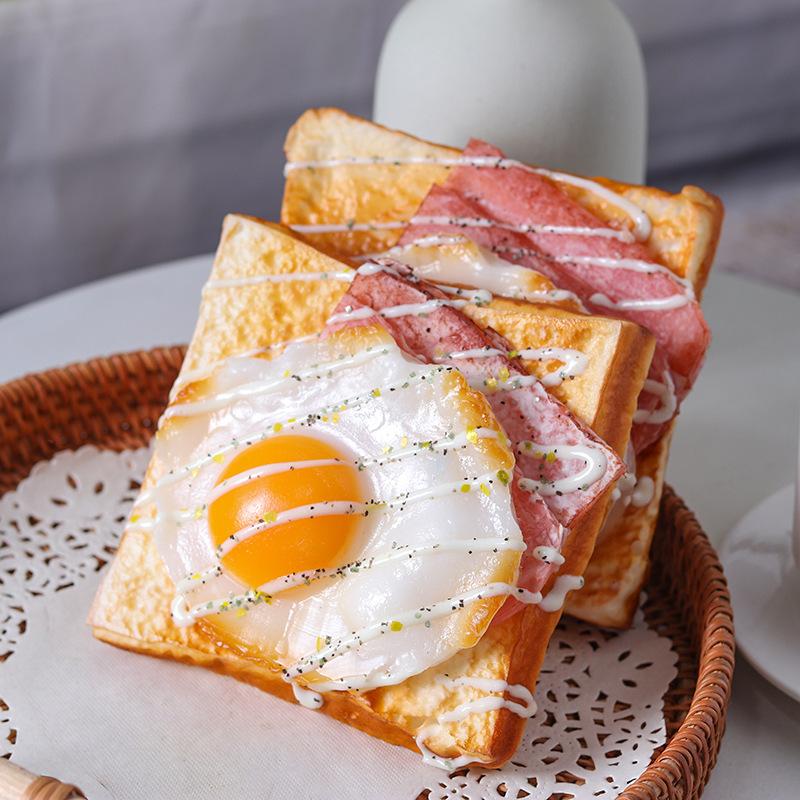 Simulation toast egg bread photoprop fake cake food window decor display children's intelligence teach sketch prop High Quality