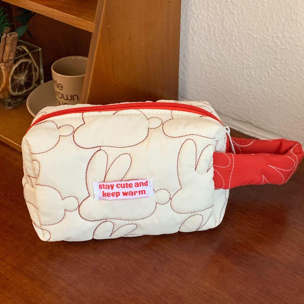 Rich Rabbit Quilted Cotton Cosmetic & Storage Bag - Large Capacity, Stylish, Portable, Zipper Clutch