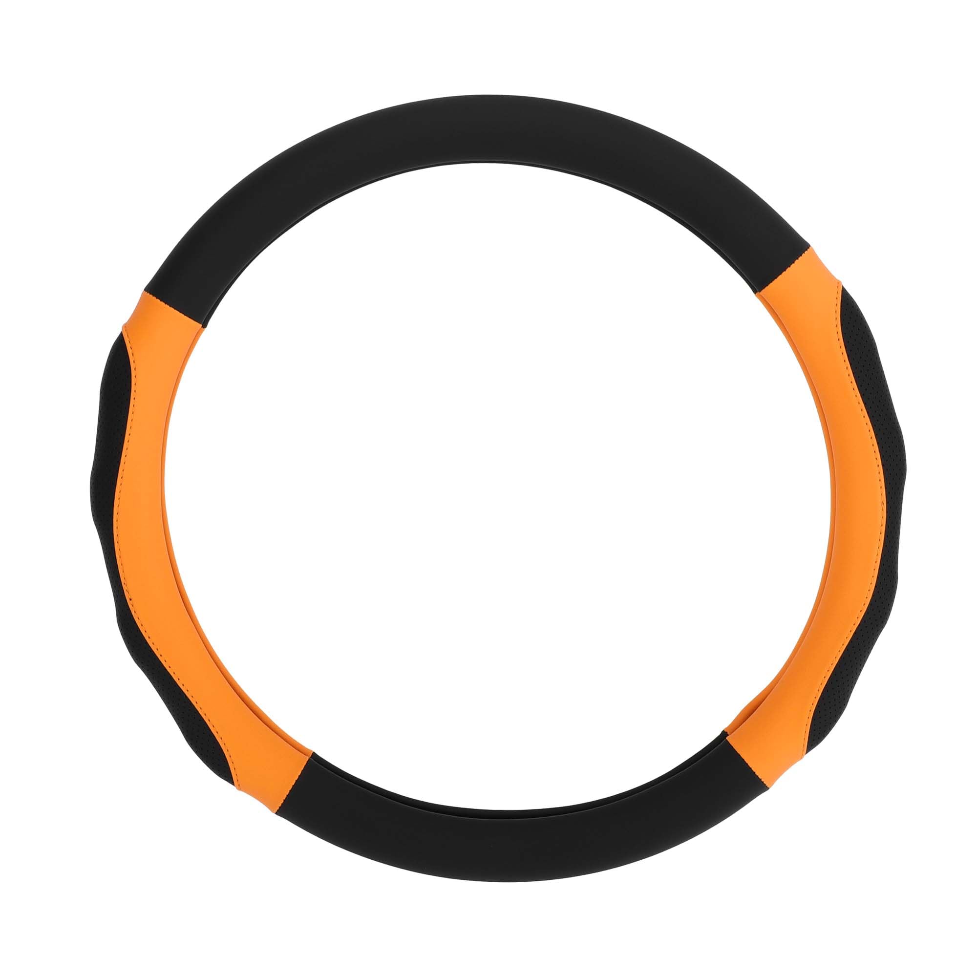 

INFINAUTO Steering Wheel Car Steering Wheel Faux Black and 1 Piece Cover, 36.5-37.9cm, Cover, Leather, Orange,