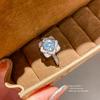 Modern Silver Zircon Flower Shape Adjustable Ring For Women Casual Wear