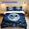 3pcs Halloween Jack Sally Skull Duvet Cover Set for Dorm Room Guest Room Decor, Soft Breathable, Not Comforter Set