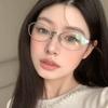 Retro Metal Oval Glasses Transparent Blocking Glasses Vintage Optical Spectacle Eyeglass  Daily