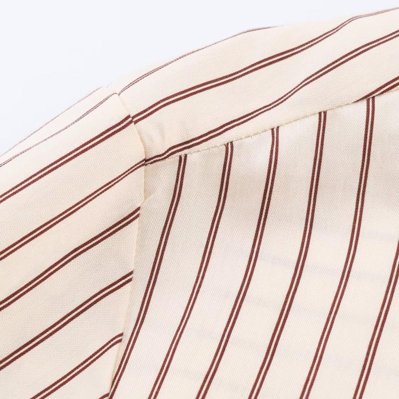 2026 Womens Relaxed Fit Striped Long Sleeve Shirt Casual Button-Up Blouse
