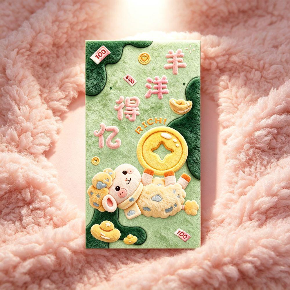 6pcs Cartoon Goat Year Money Envelope Blessing Words New Year Red Packet Spring Festival