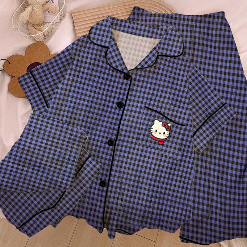 Homewear Cloud Cotton Frühling und Sommer Pyjama Damen Kurzarm Hose Cartoon Welpe Mädchen Dreiteiler