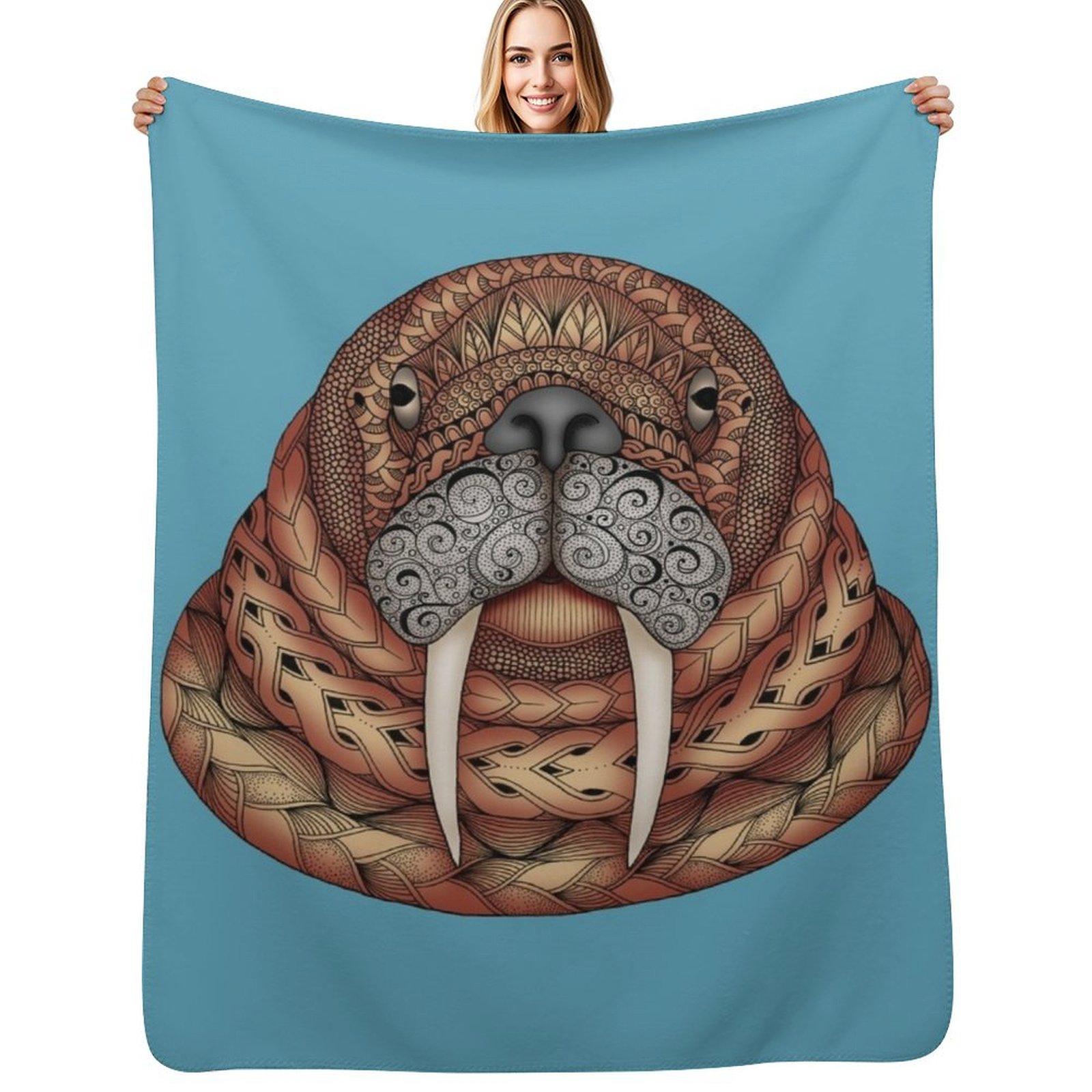Walrus Throw Blanket Spring Fall Cozy Throw Blanket for Couch 75x100cm