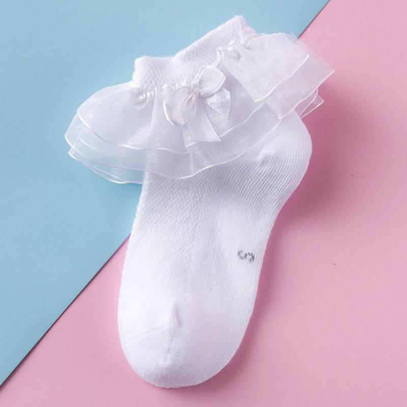 Women Princess Cute Ruffle Lace Comfortable Thin Section Mesh Bow Knot Casual Socks