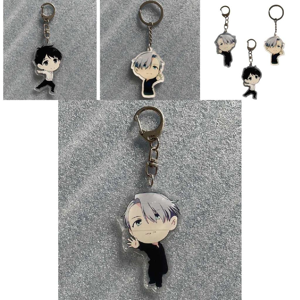 Yur On Ice Katsuki Yuri Victor Nikiforov Acrylic Keychain Printed Cartoon Character Keyring For Collectors