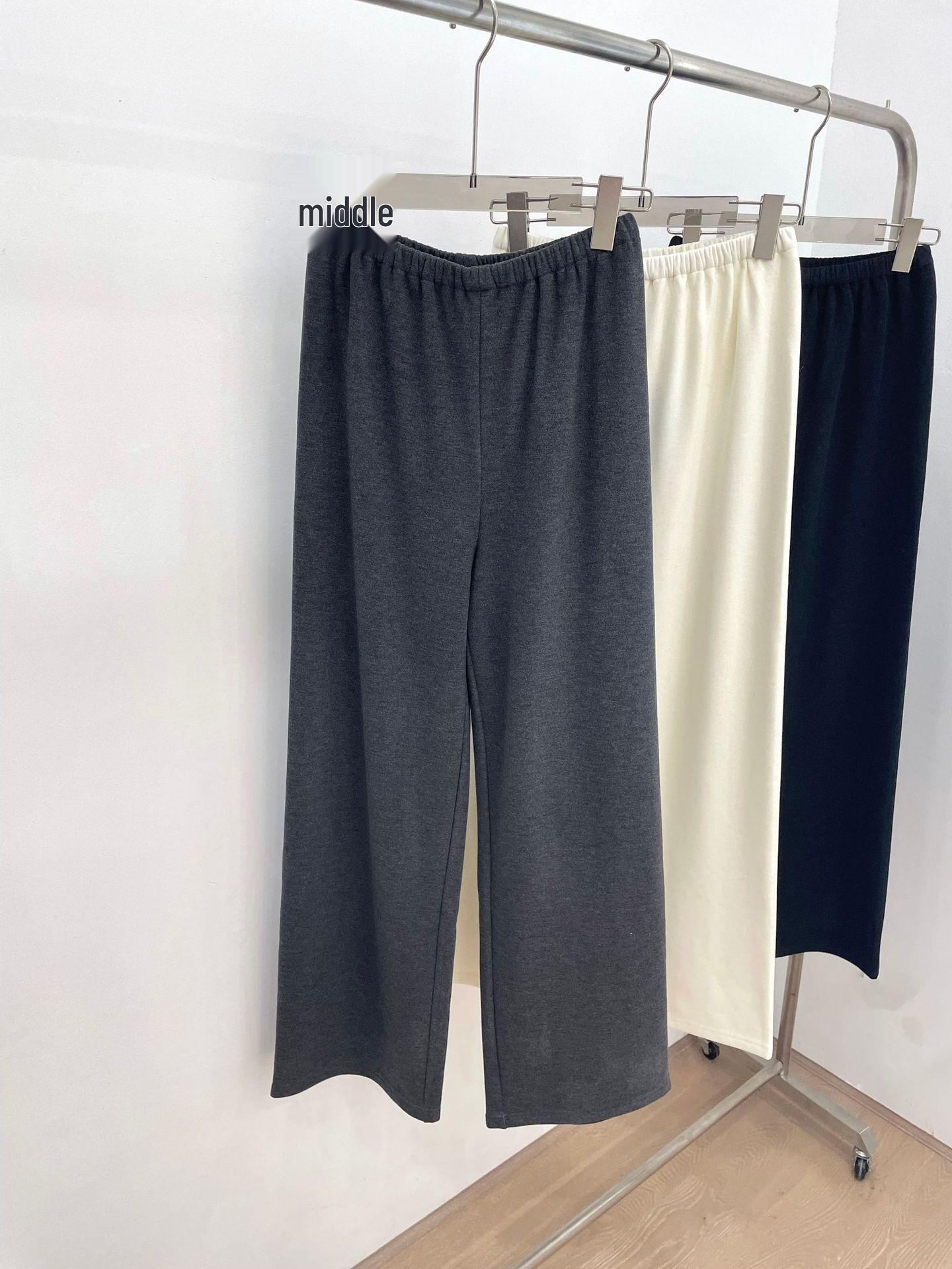 

Nanyou Luxury Wool Lyocell Wide-Leg Velvet Pants Small темно-серого
