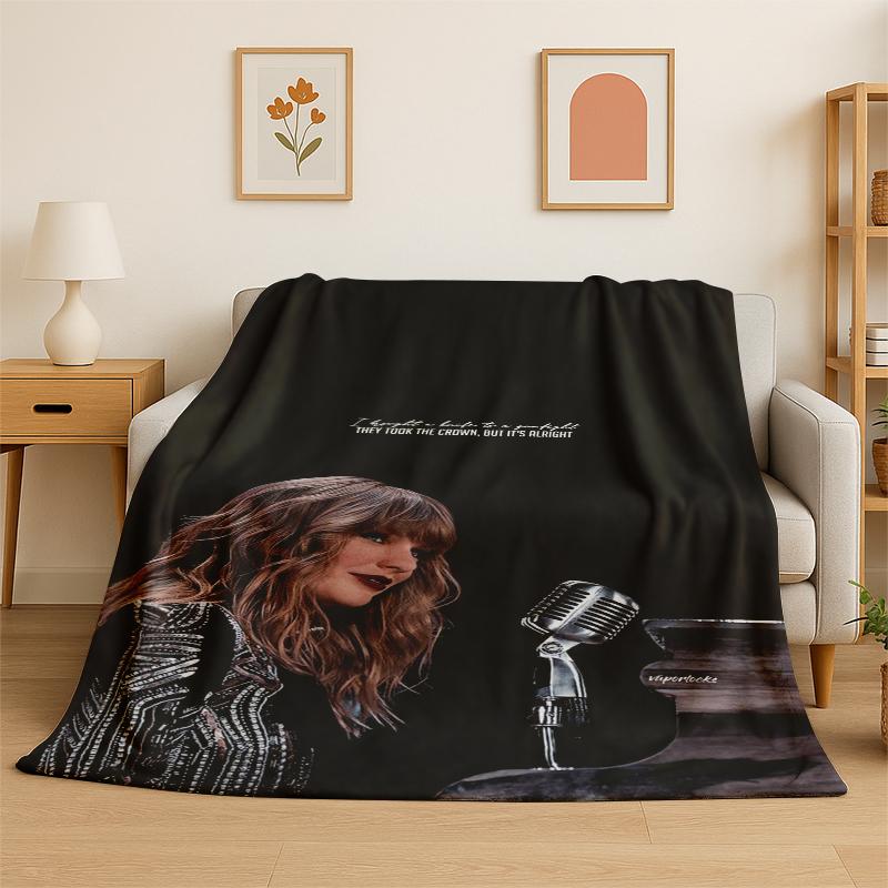 

Singer T-Taylor Singer Music Flannel Blanket Soft Warm Throw Blanket for Bedroom Living Room Bed Travel Camping Picnic Gift 75x90cm