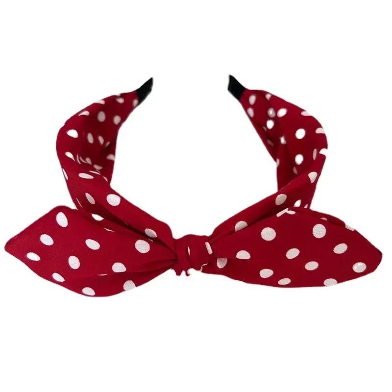 Polka Dots Bow Headband for Women Hair Accessories Sweet Lovely Rabbit Ear Knotted Hairband Not Slip Adults Hair Band Headwear