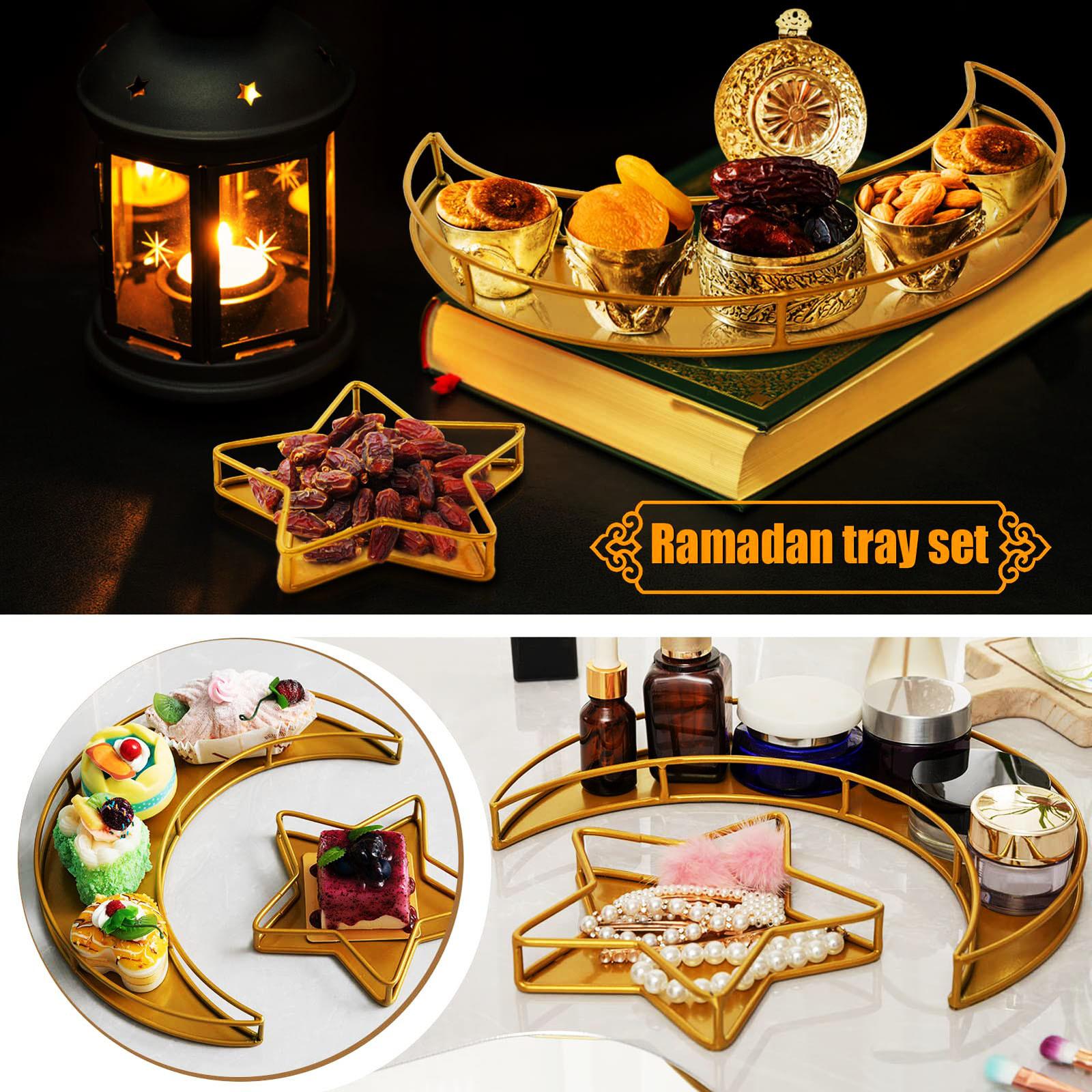 

Стрелец Луна Золотой поднос Рамадан Металлическая тарелка для торта Железные поделки Домашнее украшение