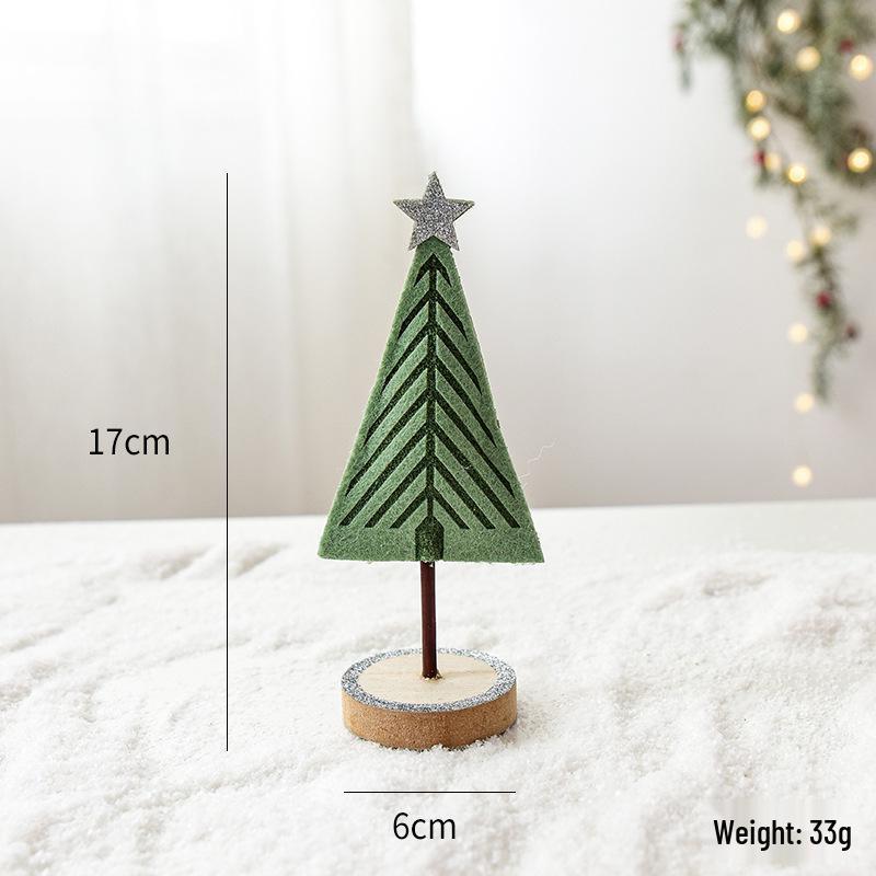 NUCHI Felt Mini Christmas Tree Ornament with Wooden House Scene - Holiday Decoration Gift