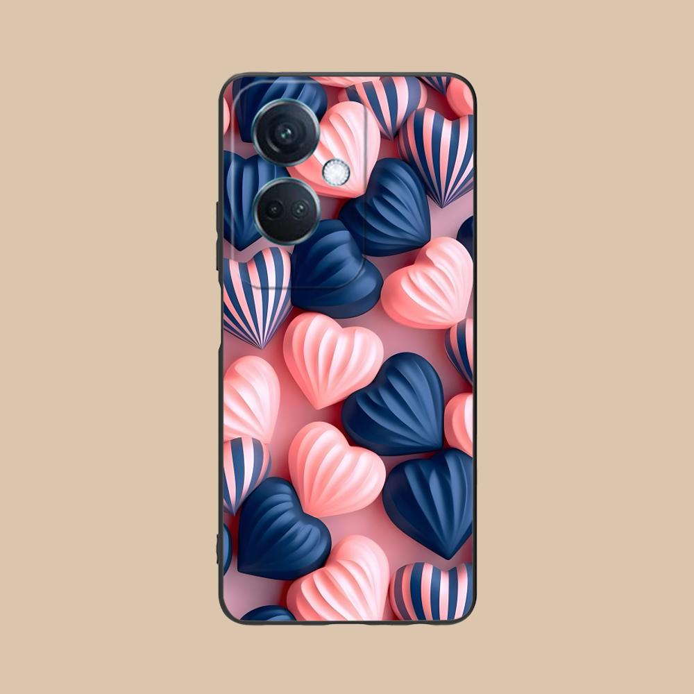 Y2K Glowing Hearts Mobile Phone Case for OPPO Reno 14 13 12 11 10 9 8 7 6 5 F T Pro 5G Colorful Printing Cover Smartphone Luxury