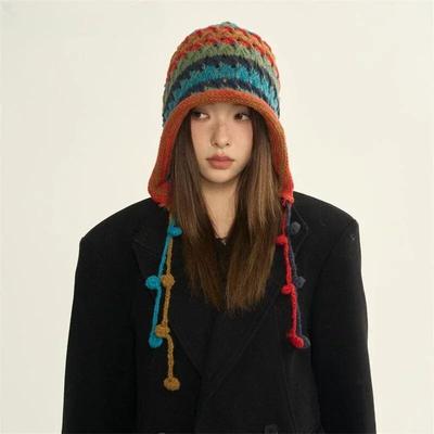 Knitted Winter Crochet New Warm Fashion Versatile Leisure Thick Women For Beanie Cap Knit Personality Hat Style Girls