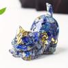 1.77in Resin Cat Statue with Tail, Natural Crystal Gemstone Figurine, Feng Shui Spiritual Decor for Halloween Christmas Gift