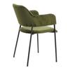 Lima Green Velvet Chair with Armrests and Black Legs