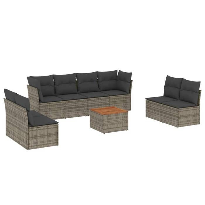VidaXL Garden Lounge Set with Cushions 9 Pcs, Patio Sofas, Patio Furniture Set, Outdoor Furniture, Grey 3255913