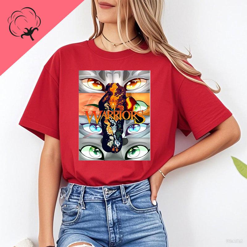Warriors Cats Camisetas Cat Lover Tee Shoujo Girl Style Trendy Kawaii Cotton Popular Shirt Casual Summer Y2k Clothes Tops