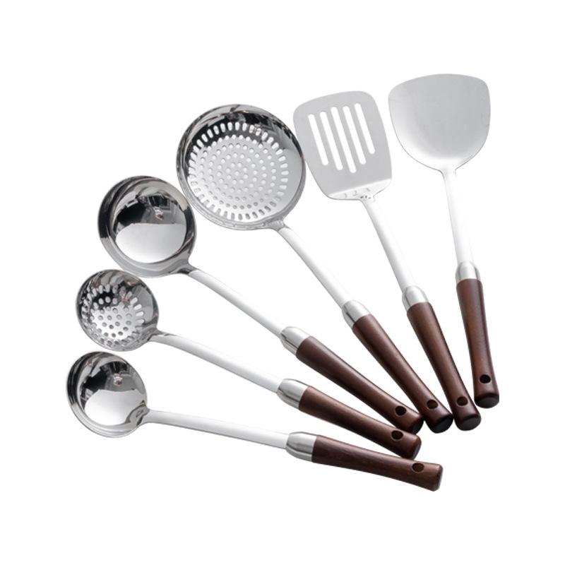 HANYANG Holzgriff, Edelstahl-Kochgeschirr, 304 Edelstahl, Spatel, Fondue-Topf, großer Trichter, Küchenutensilien