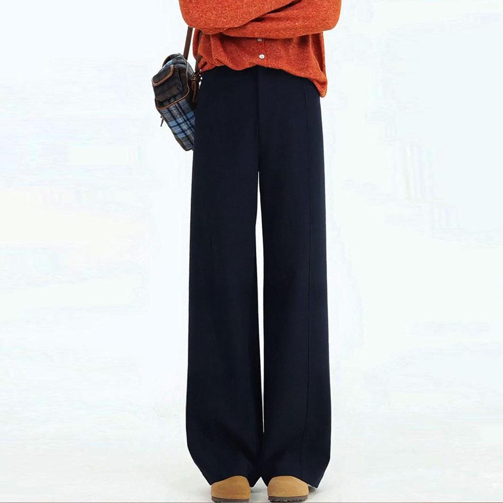 2026 Spring Women's Cloud White High-Waisted Wide-Leg Pants - Loose Old Money Style Casual Trousers