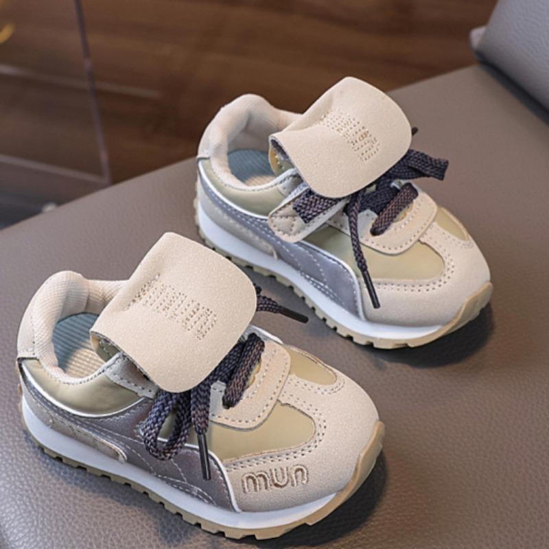 3-6 Years Old Children's Sports Shoes Leather Flip-up Children's German Training Shoes Girls' Non-slip Forrest Gump Shoes