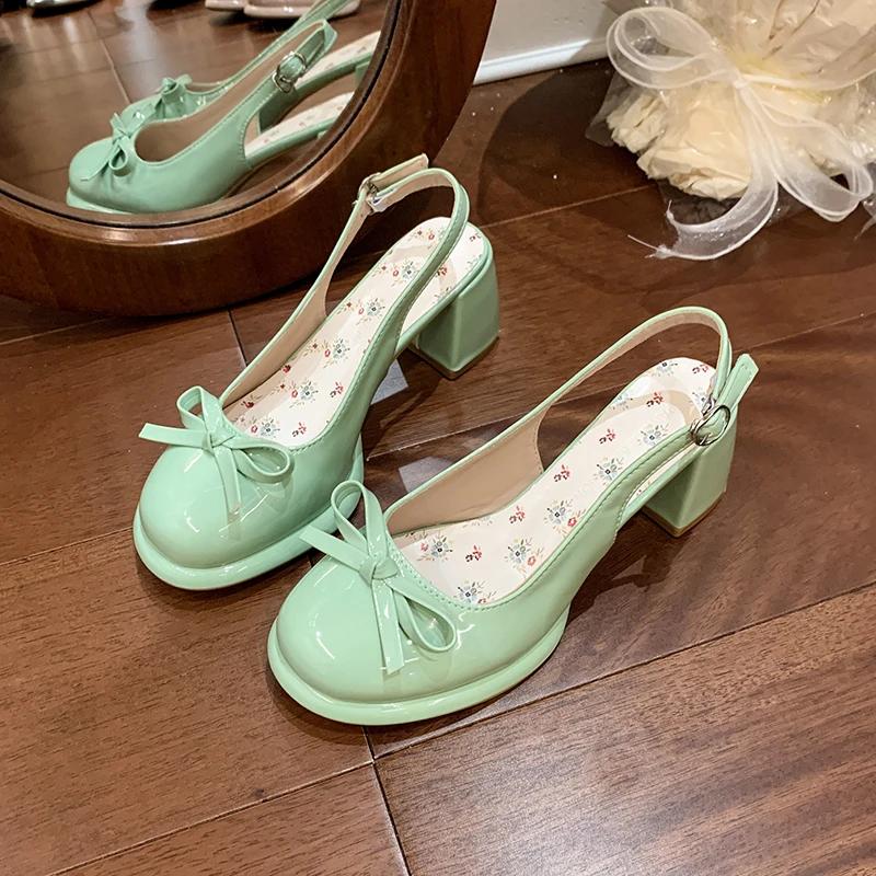 Fashion Summer Cover Toe Butterfly-knot Women Sandals Fashion Thick Heel Singbacks Shoes Ladies Outdoor Gladiator Sandalias