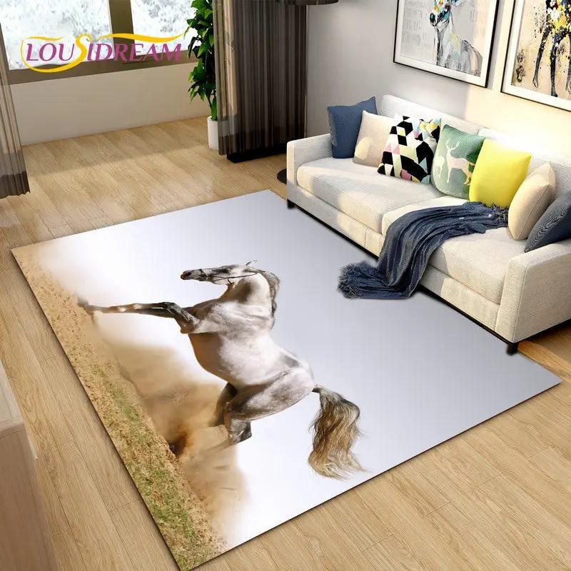 3D Animal Pentium Horse Area Rug,Carpet Rug for Living Room Children's Room Decoration,Kids Play Crawling Non-slip Floor Mat