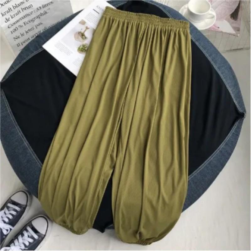Pantaloni Estivi da Donna Larghi Taglie Forti Coulisse Gamba Dritta Casual Tinta Unita Comodi Pantaloni Harem