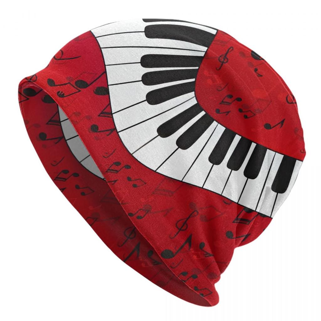 Custom Piano Keyboard Music Notes Skullies Beanies Caps Fashion Winter Warm Women Unisex Knitted Hat Adult Unisex Bonnet Hats