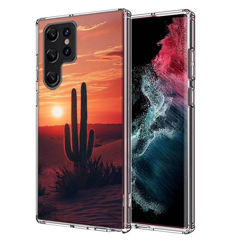 

Picturesque Desert With Cacti Capa Phone Case For Samsung S26 Ultra S25 Edge Galaxy S23 S21 S20 S24 FE S22 S10 Plus Cover Clear Samsung S24 Ultra