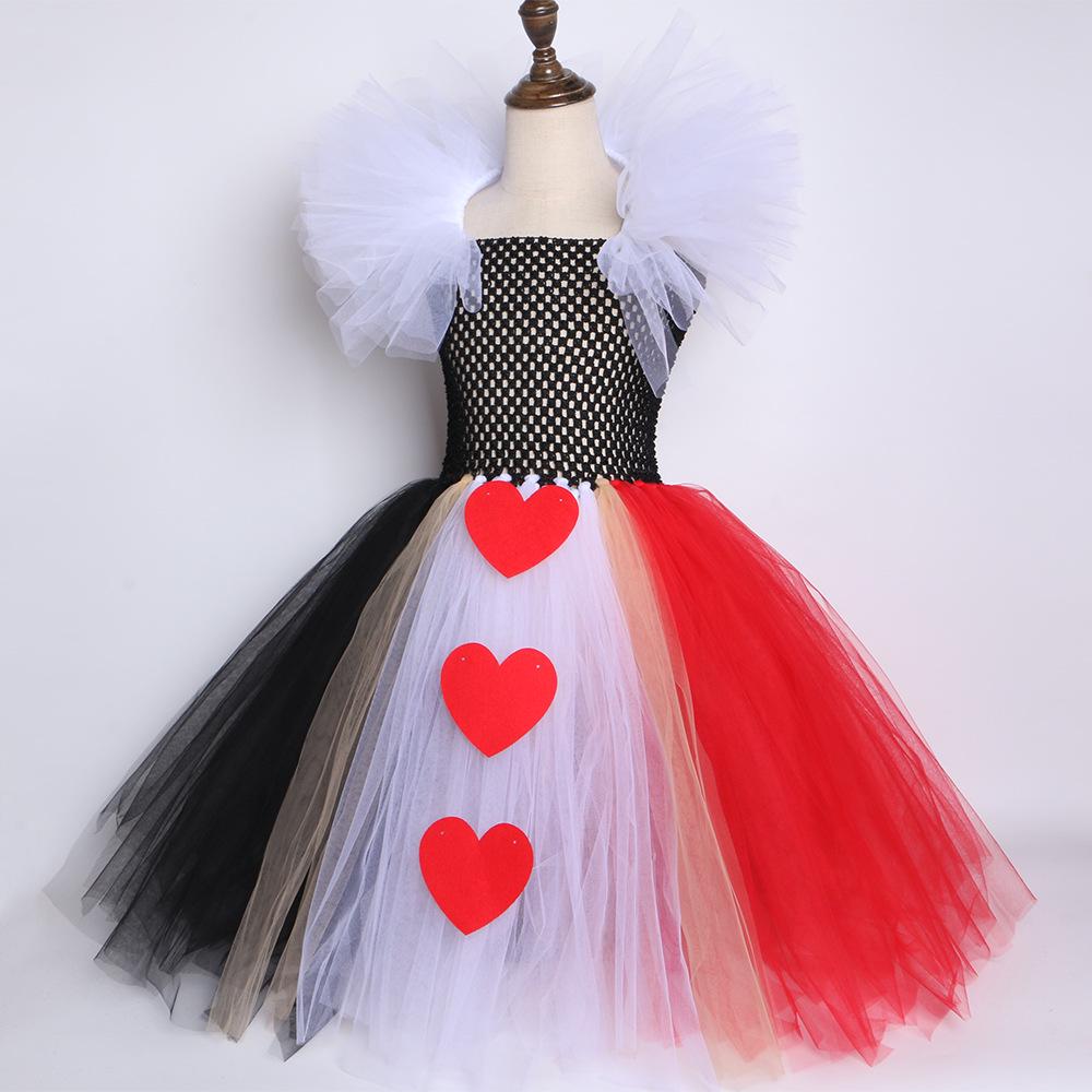 Peach Heart Queen Mesh Puffy Skirt: Red Queen Alice in Wonderland Kids Halloween Costume