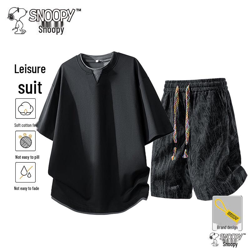 SNOOPY Men s Summer Cool Short Sleeve Shorts Set XL