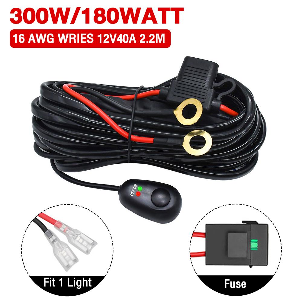 

Универсальный комплект жгута проводов для светодиодной панели 300 Вт, 2-жильный кабельный комплект, предохранитель для автомобильной светодиодной рабочей лампы для бездорожья
