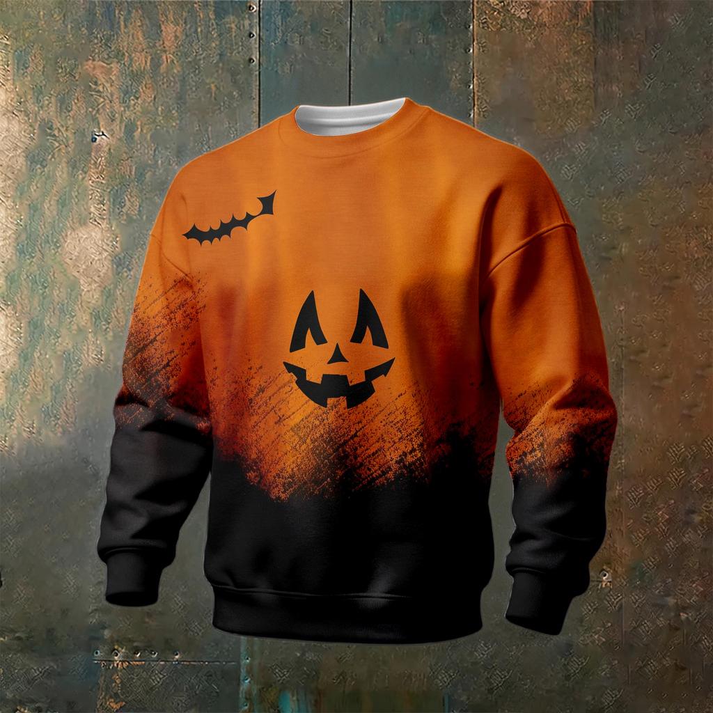 Men's Halloween Printed Neck Long Sleeve Sweatshirt for Casual Daily Wear