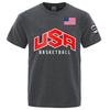 USA Basketballer Printed Street Casual T-Shirts Men Loose Oversize Clothing Breathable Cotton Short Sleeve Fashion Hip Hop Tees