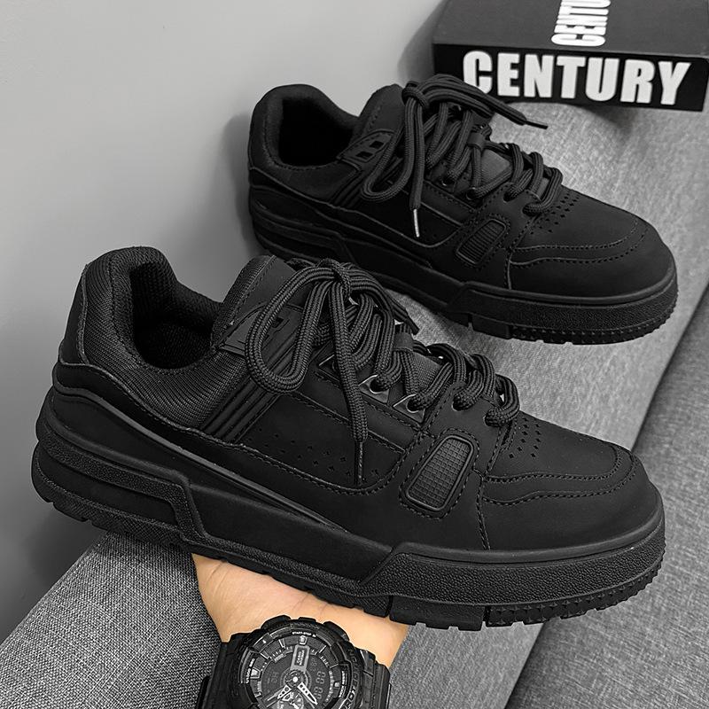 Darth Vader men's shoes autumn casual pure black trend low-top board shoes Hong Kong style versatile sports platform bread tide shoes
