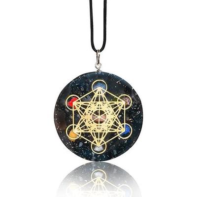 Black Onyx, Obsidian, Tourmaline, Lapis Lazuli, Clear Quartz, Amethyst Orgone Pendant With 7 Chakra Crystal Jewellery Meditation Accessories