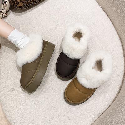 Thick-soled Heightening Caterpillar Snow Boots Women's Fur Integrated Winter 2025 New Versatile Thickened Warm Cotton Shoes