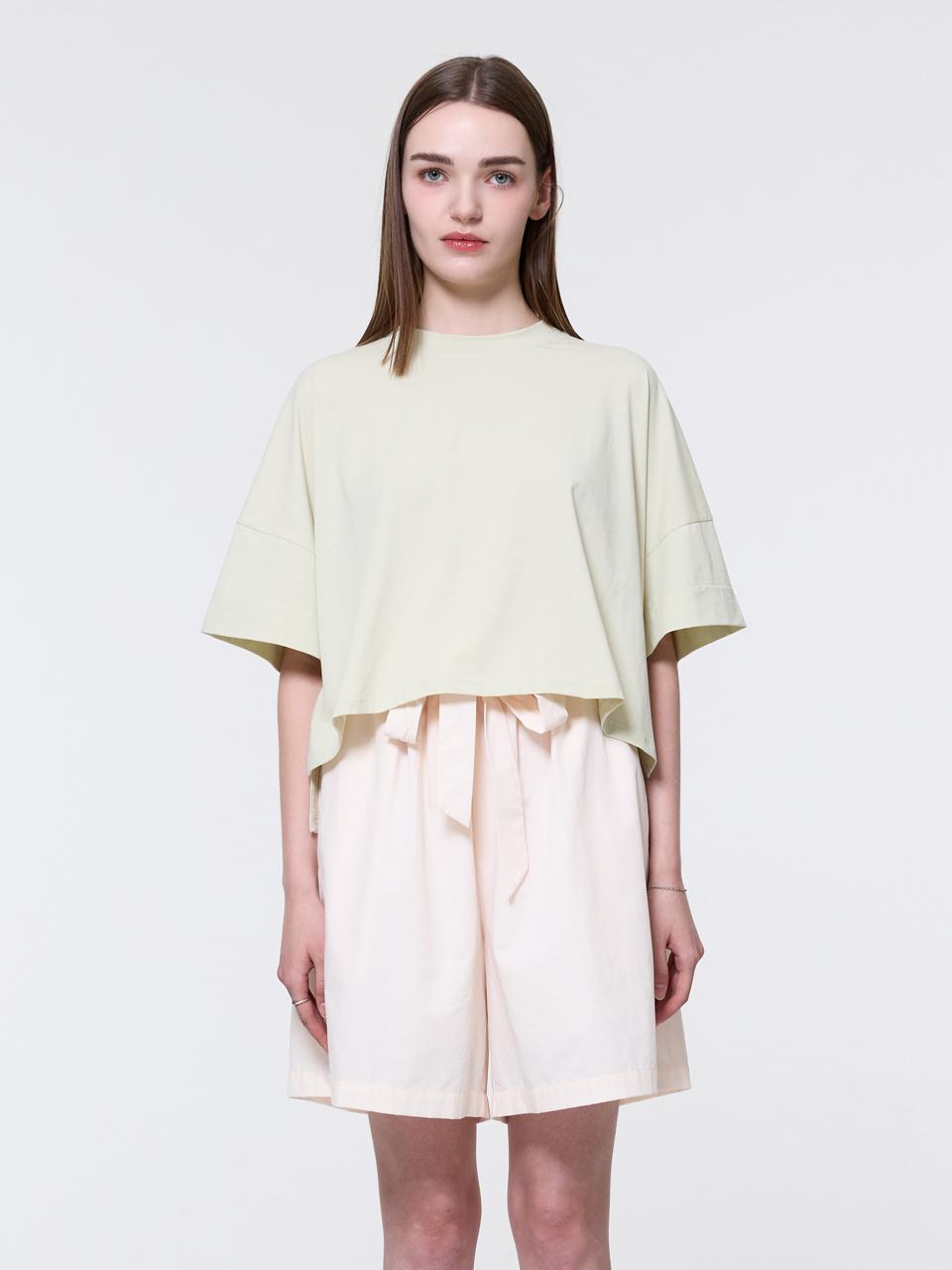 Tosae Back String Point Half Sleeve T-Shirt Olive Olive/Free