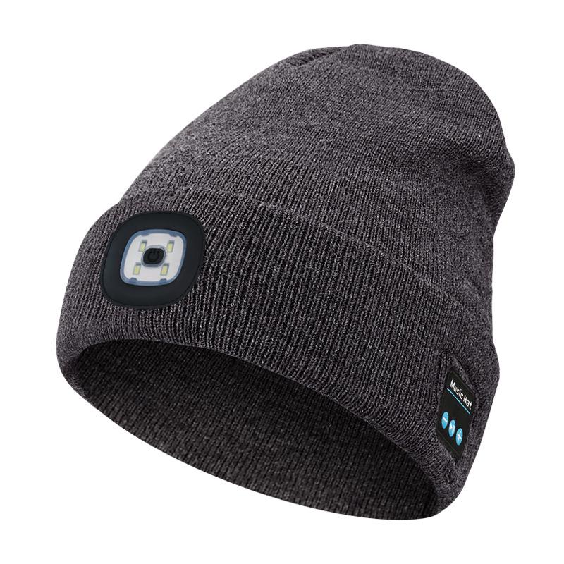 Luminous LED Headlamp Music Hat with Wireless Bluetooth Earphones for Night Running & Fishing